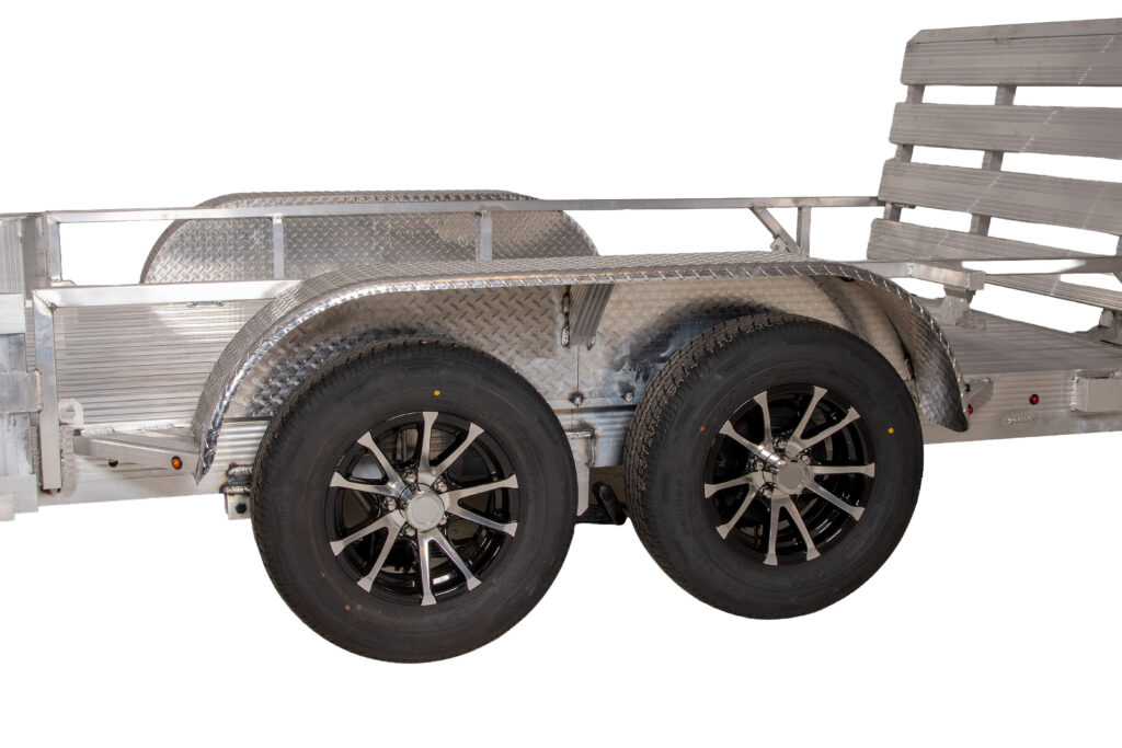 Aluminum wheels on double axle trailer