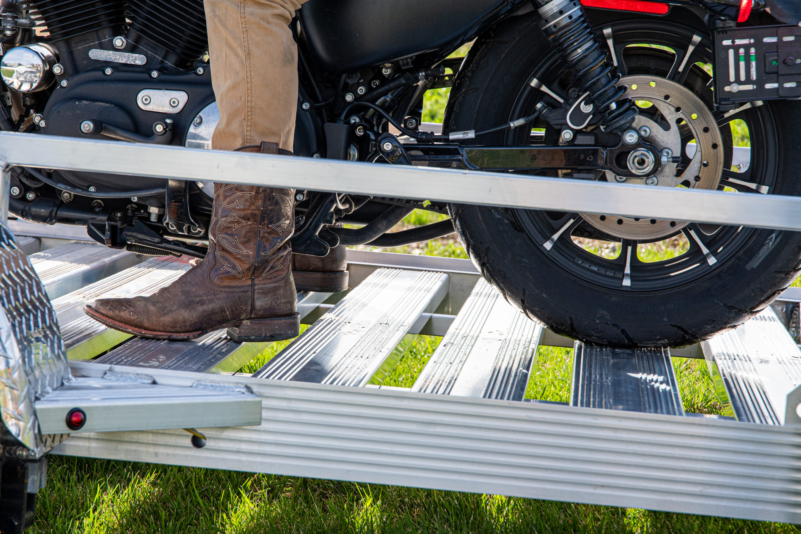 close up of trailer on open plank
