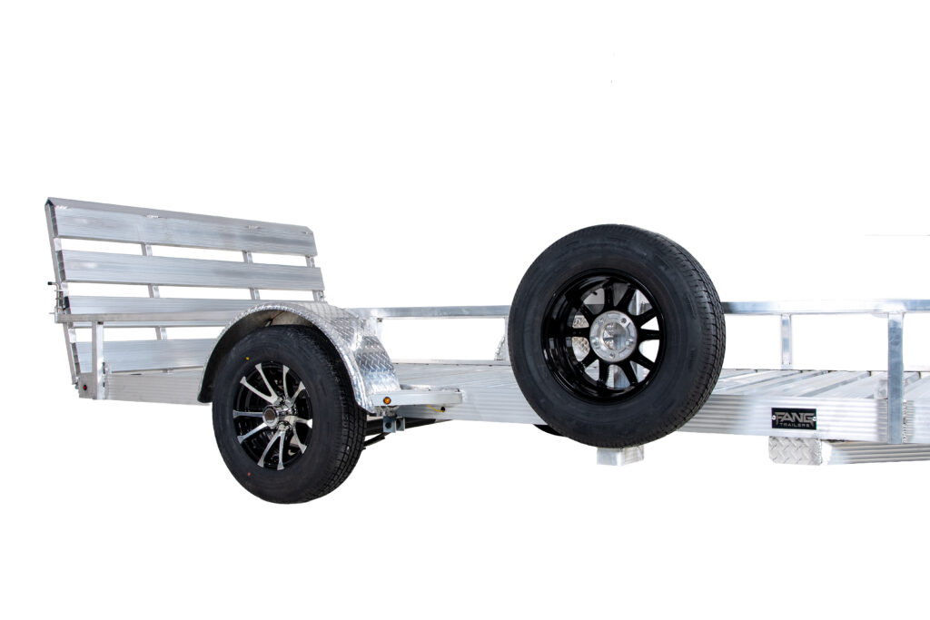 single axle shot of aluminum wheels